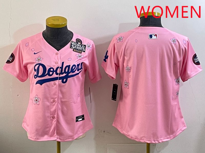 Women Los Angeles Dodgers Blank Pink Sakura Edition 2025 Nike MLB Jersey style 3